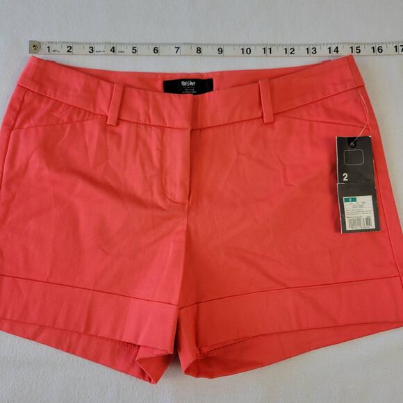 Mossimo Orange Coral Shorts NEW Stretch Flat Front Walking Chinos Women's Size 2 - Picture 6 of 9